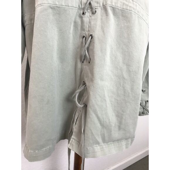 Torrid Anorak Jacket Lace Up Back Twill Utility Green - Picture 9 of 11